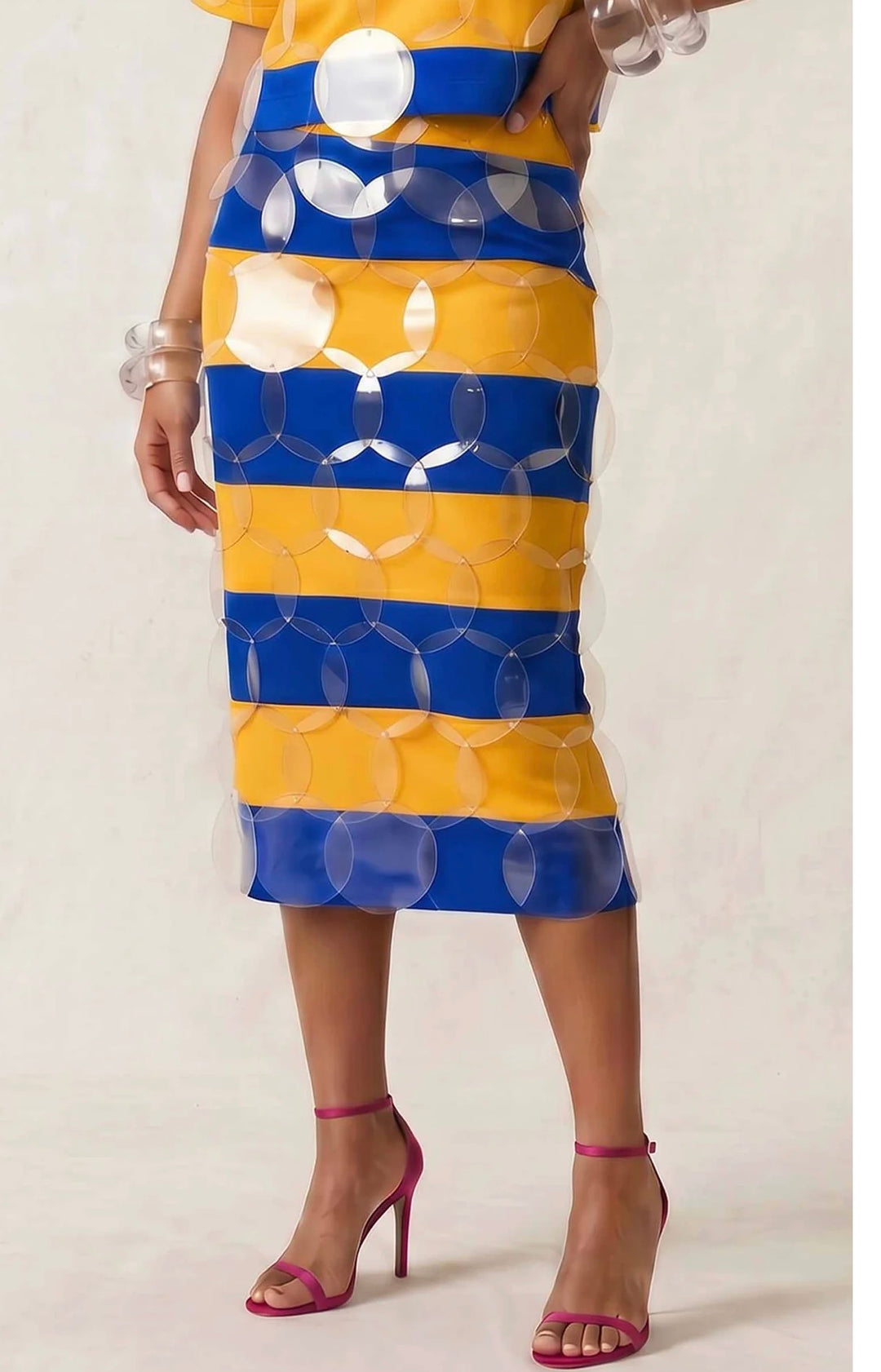 BruceGlen Blue and Yellow Striped Skirt