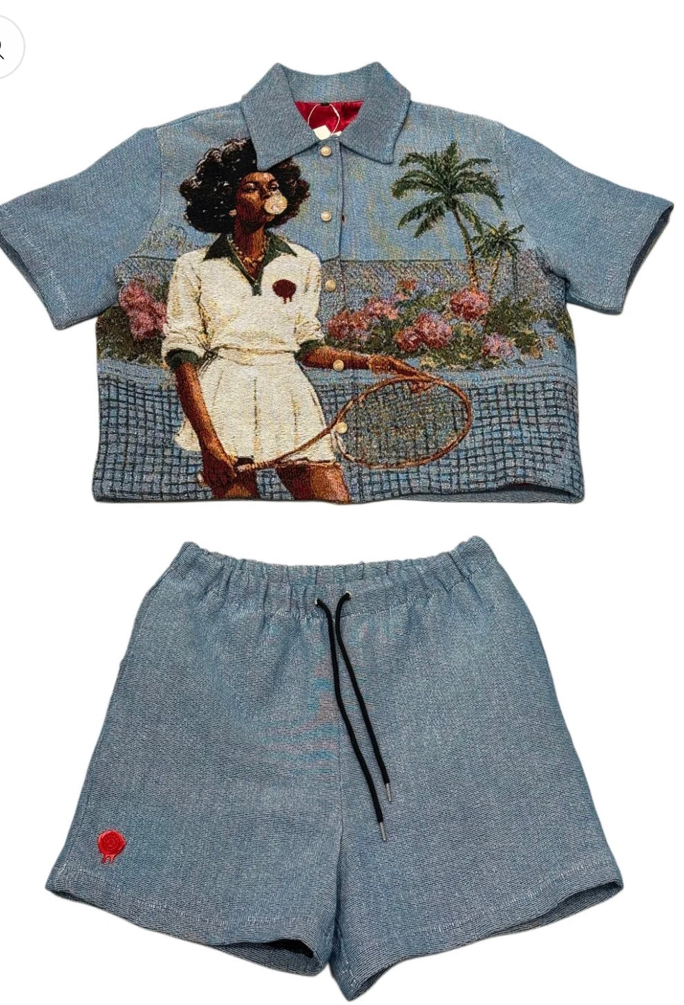 Jai Lyle Blue Lady in Bloom Tennis Short Set