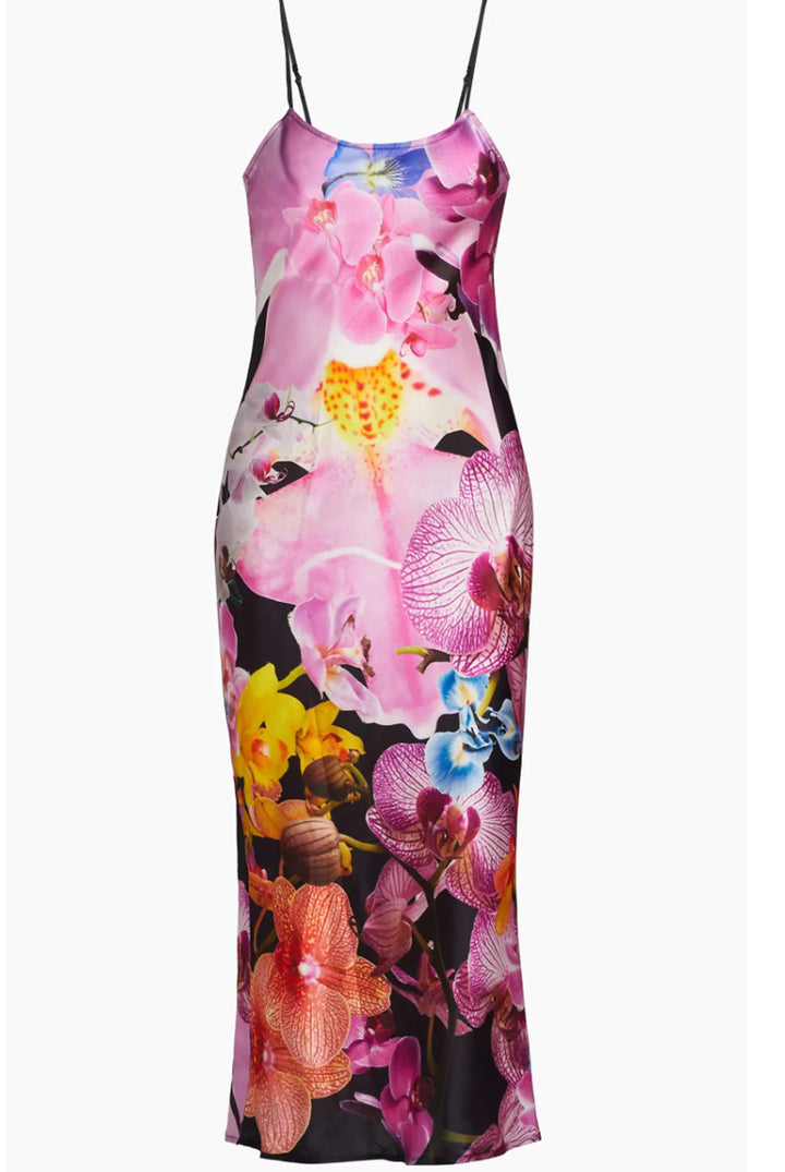 BruceGlen Orchid Multicolor Party Silk Slip Dress