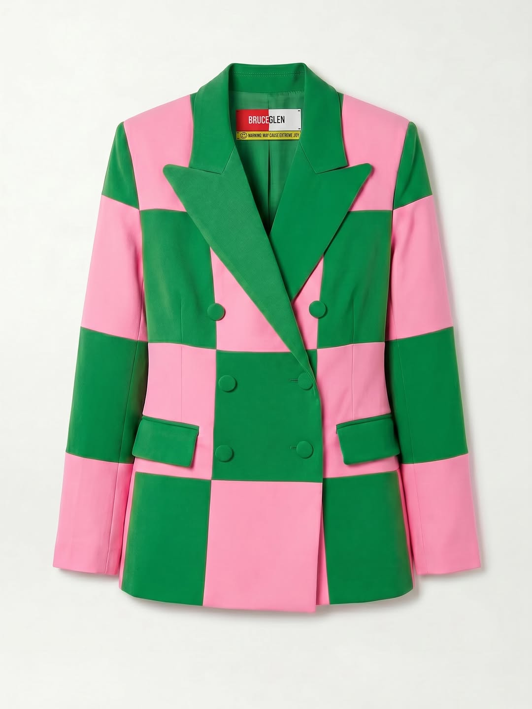 BruceGlen Pink and Green Check Blazer