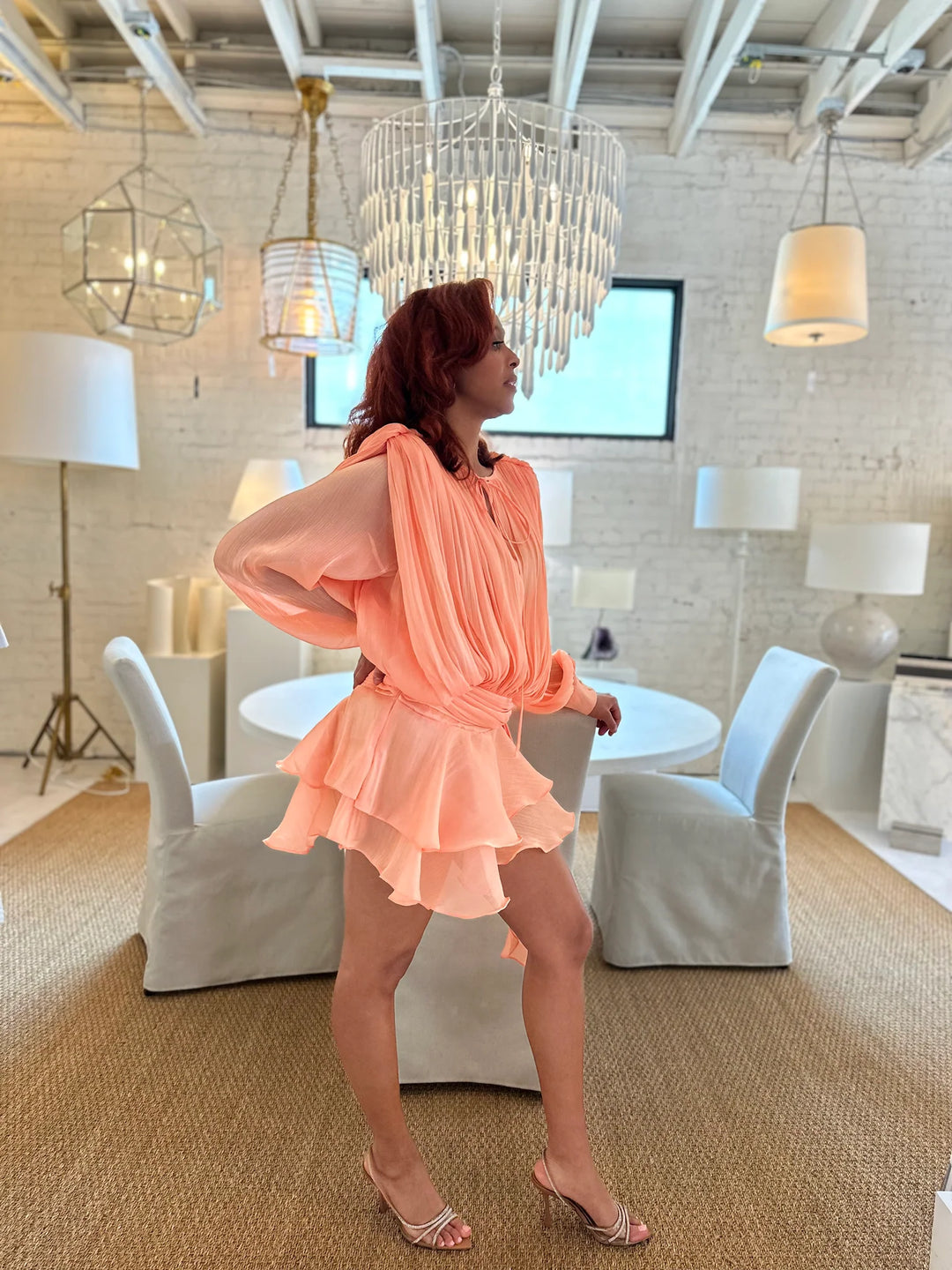 Meow and Barks Peach Birthday Dress Meow and Barks Peach Birthday Dress