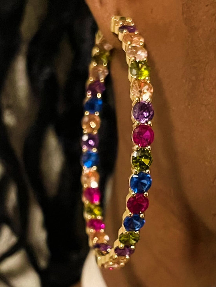 SybG Co Multicolor Round Eternity Hoop Earrings