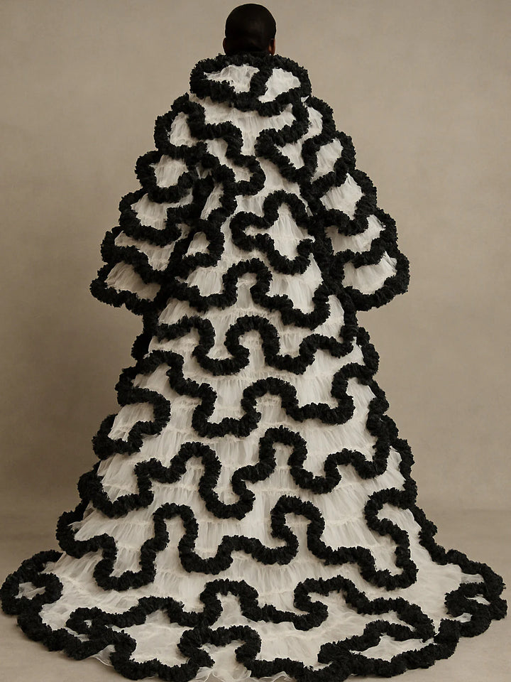 Oyemwen Custom Made White and Black Tulle Jacket (Custom Colors Available)