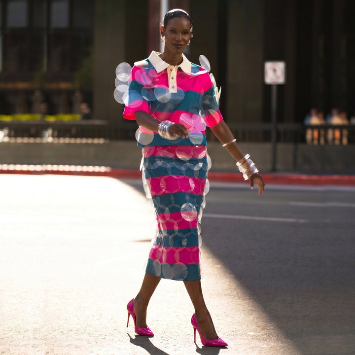 BruceGlen Blue and Pink Striped Skirt
