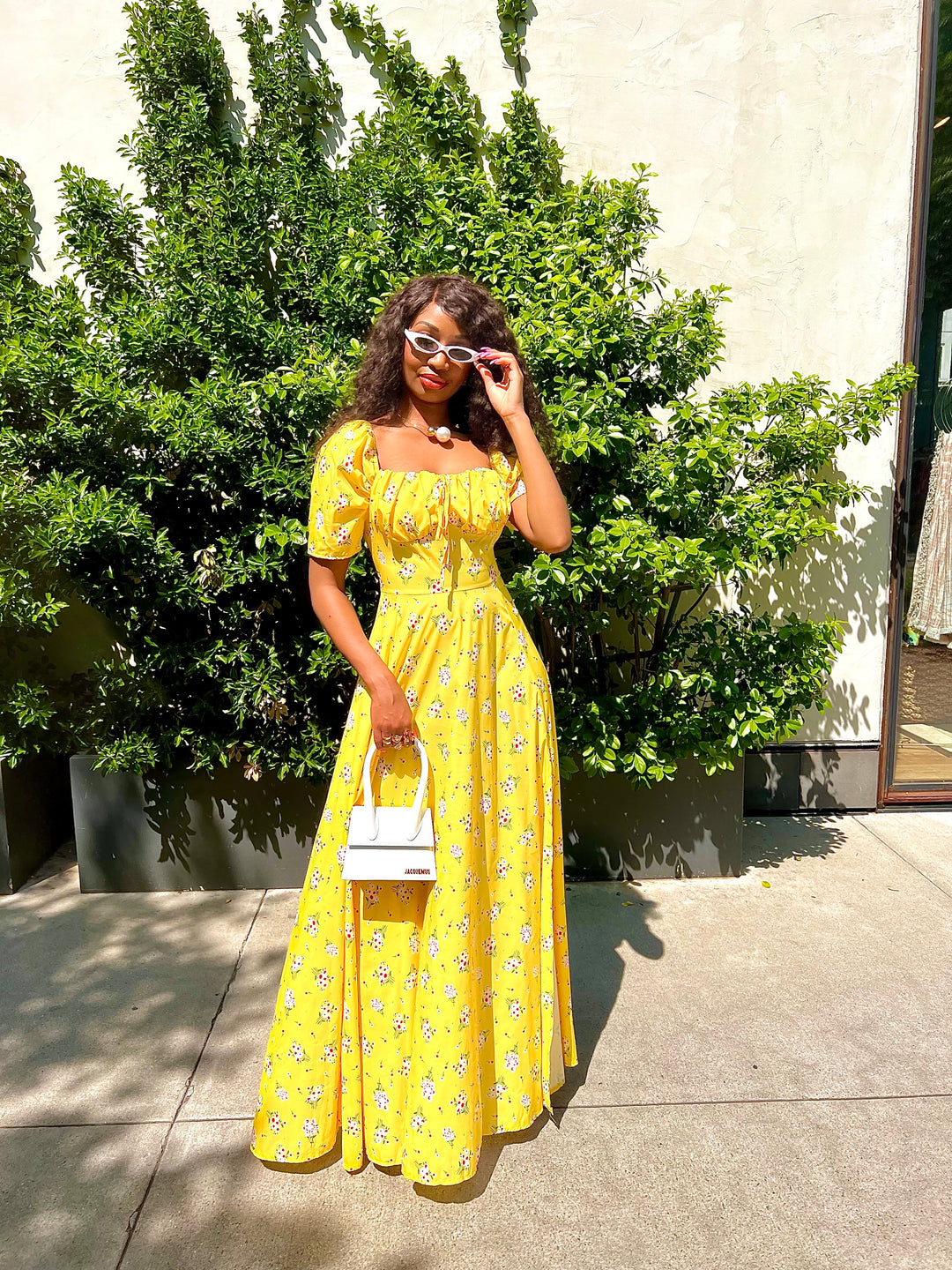 floral yellow maxi dress Renesmee Yellow Floral Print Satin Maxi Dress - US 14