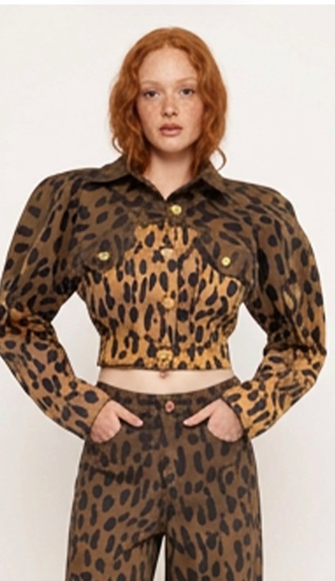 BruceGlen Ombre Leopard Denim Jacket