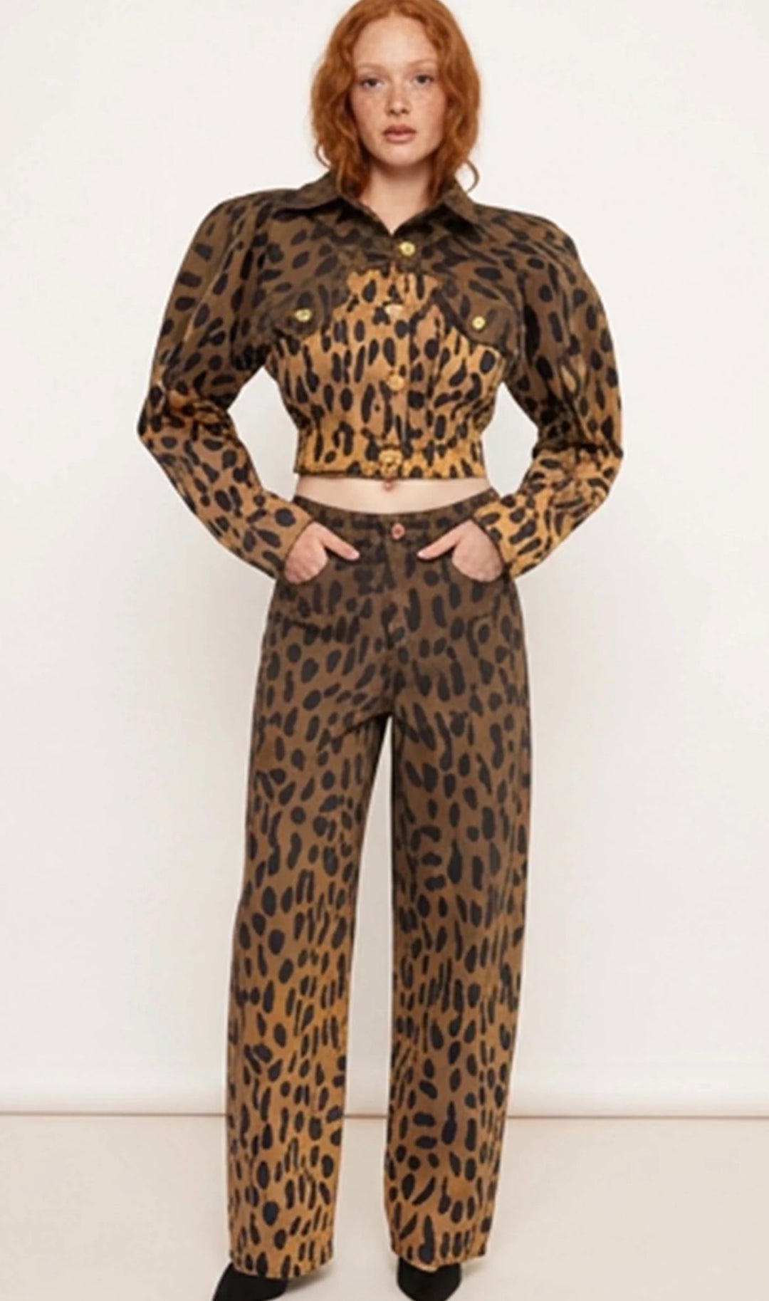 BruceGlen Ombre Leopard Denim Jacket