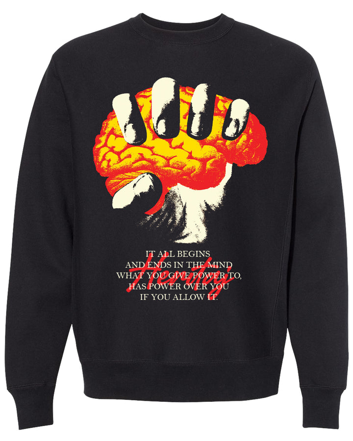 MIND OVER MATTER-(Unisex-Premium Heavyweight Cross-Grain Crewneck Sweatshirt)