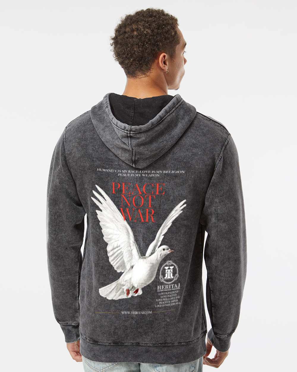 PEACE NOT WAR-(Unisex Mineral Wash)-HOODIE