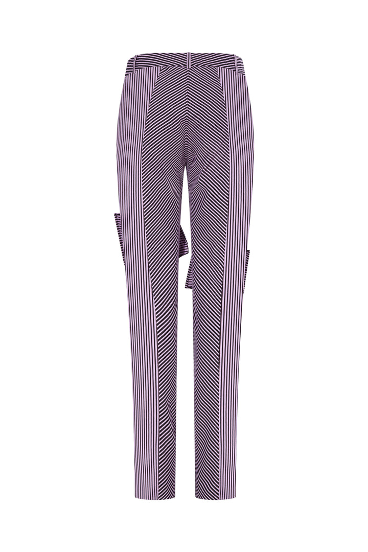 Arianne Elmy STRETCH PURPLE AND BLACK STRIPED DANCE PANTS