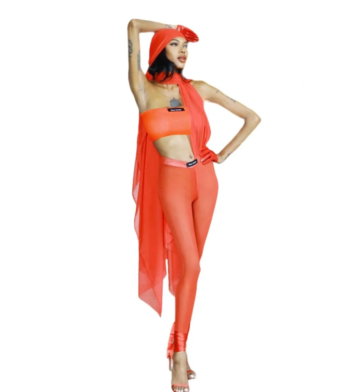 Mason Berretta High Maintenance Crop Top and Pant Set (Red and Black)