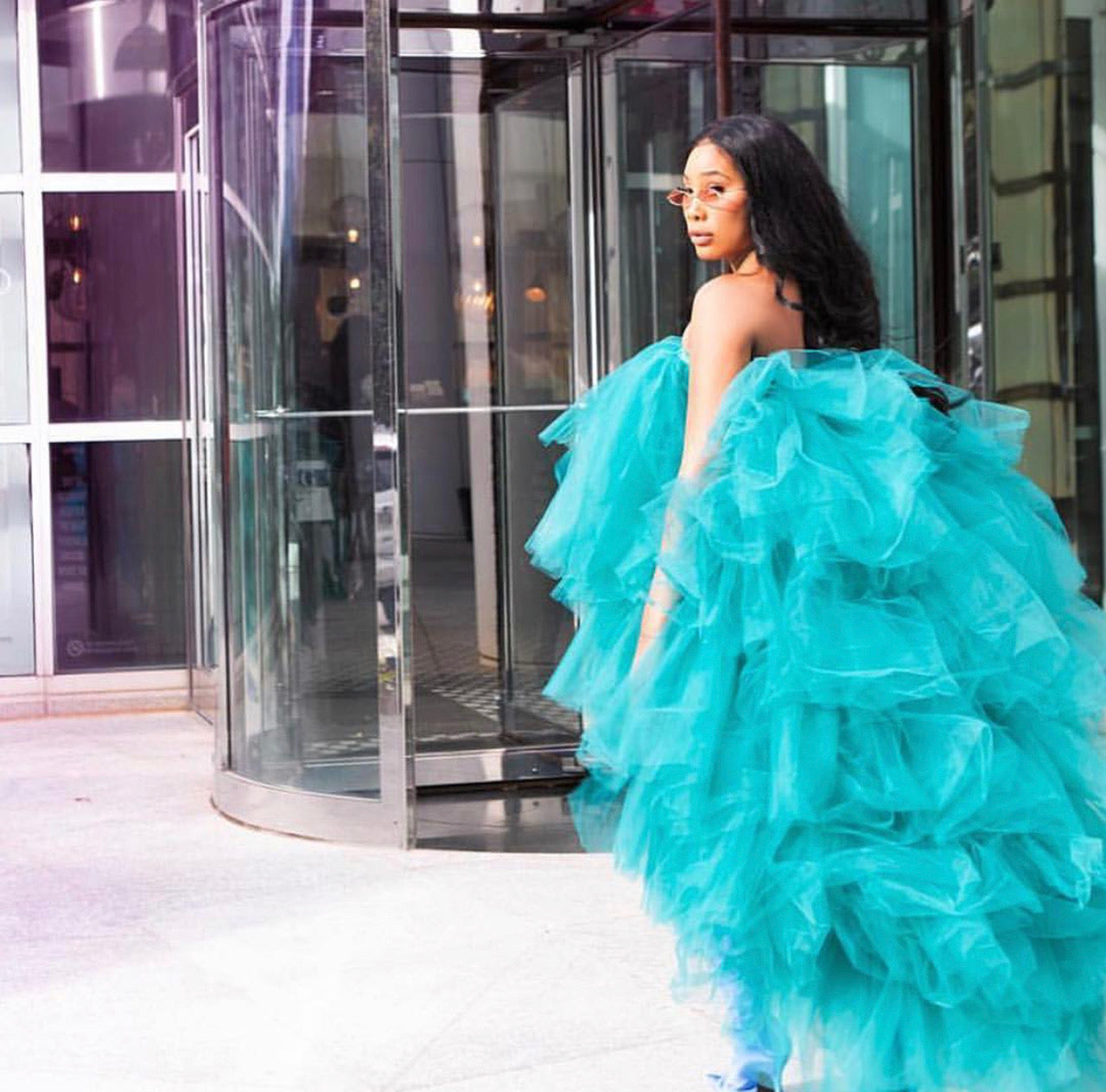 Oyemwen Tiered High Low Tulle Maxi Tutu Dress Green Custom Colors Ava Fashion Bomb Daily Shop