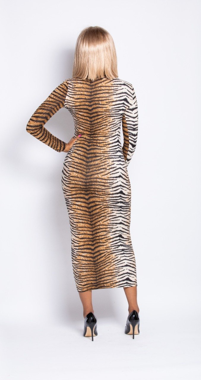 Tiger Print Nefertiti Bodycon Dress