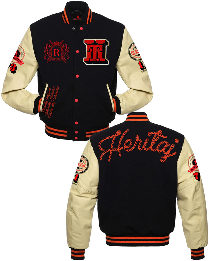 Heritaj Ribbed-Collar Royalty Varsity Jacket (unisex)