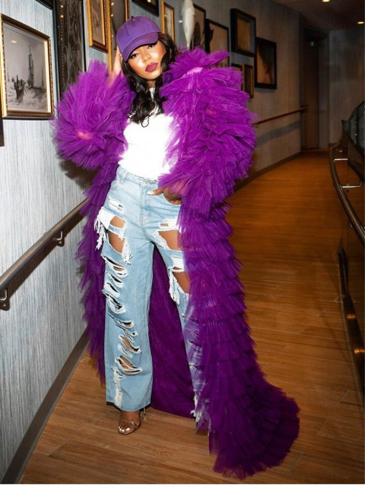 Oyemwen Purple Tulle Jacket – Fashion Bomb Daily Shop