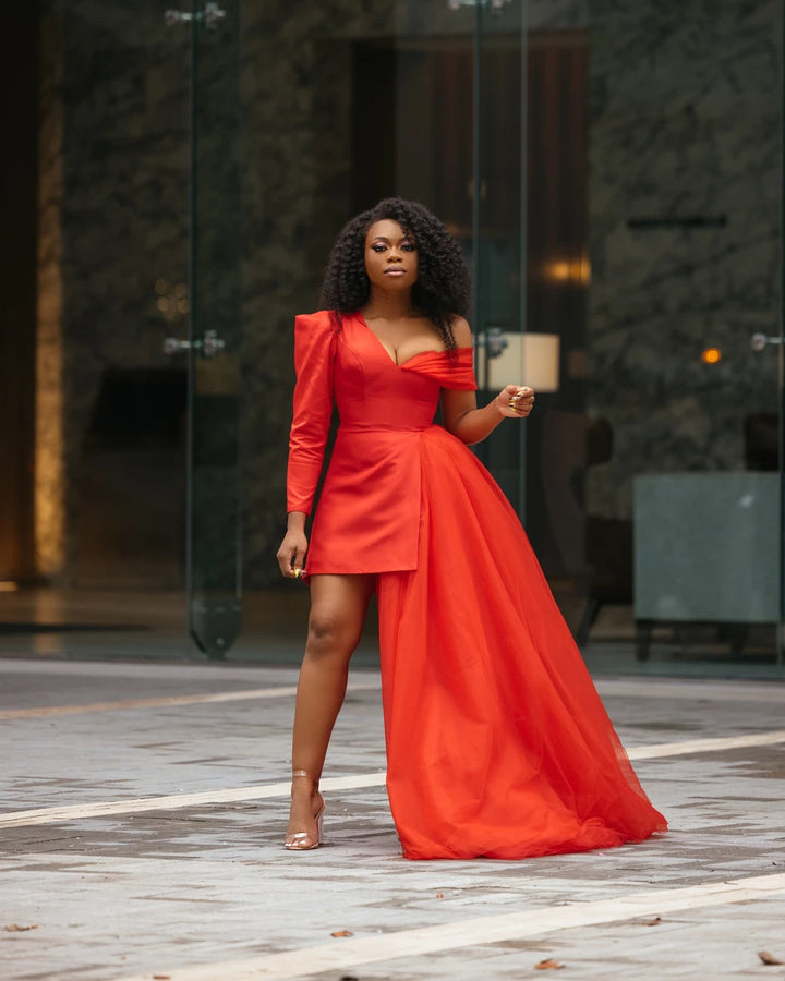 Oyemwen Back to Business Red Blazer Tulle Dress