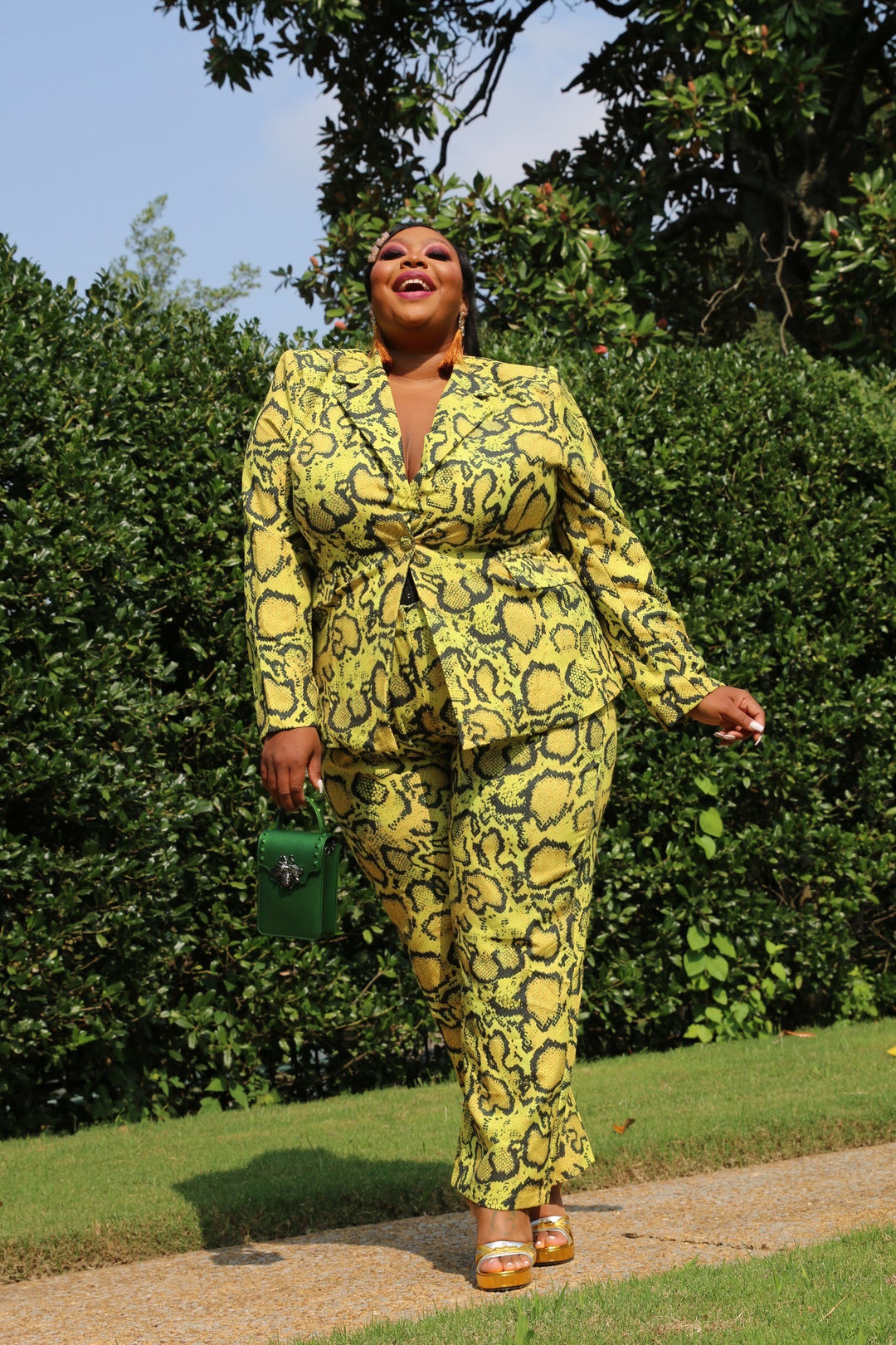 Yellow Snake Suit by Dean of Fashion (Up to Size 3X)