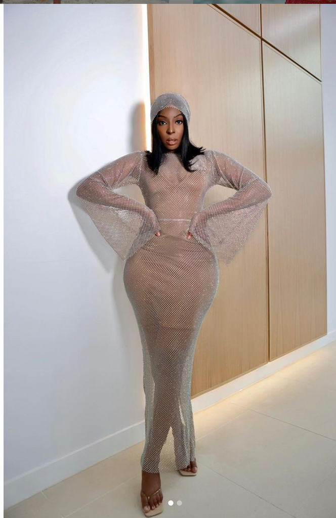 Sheer crystal dress deals