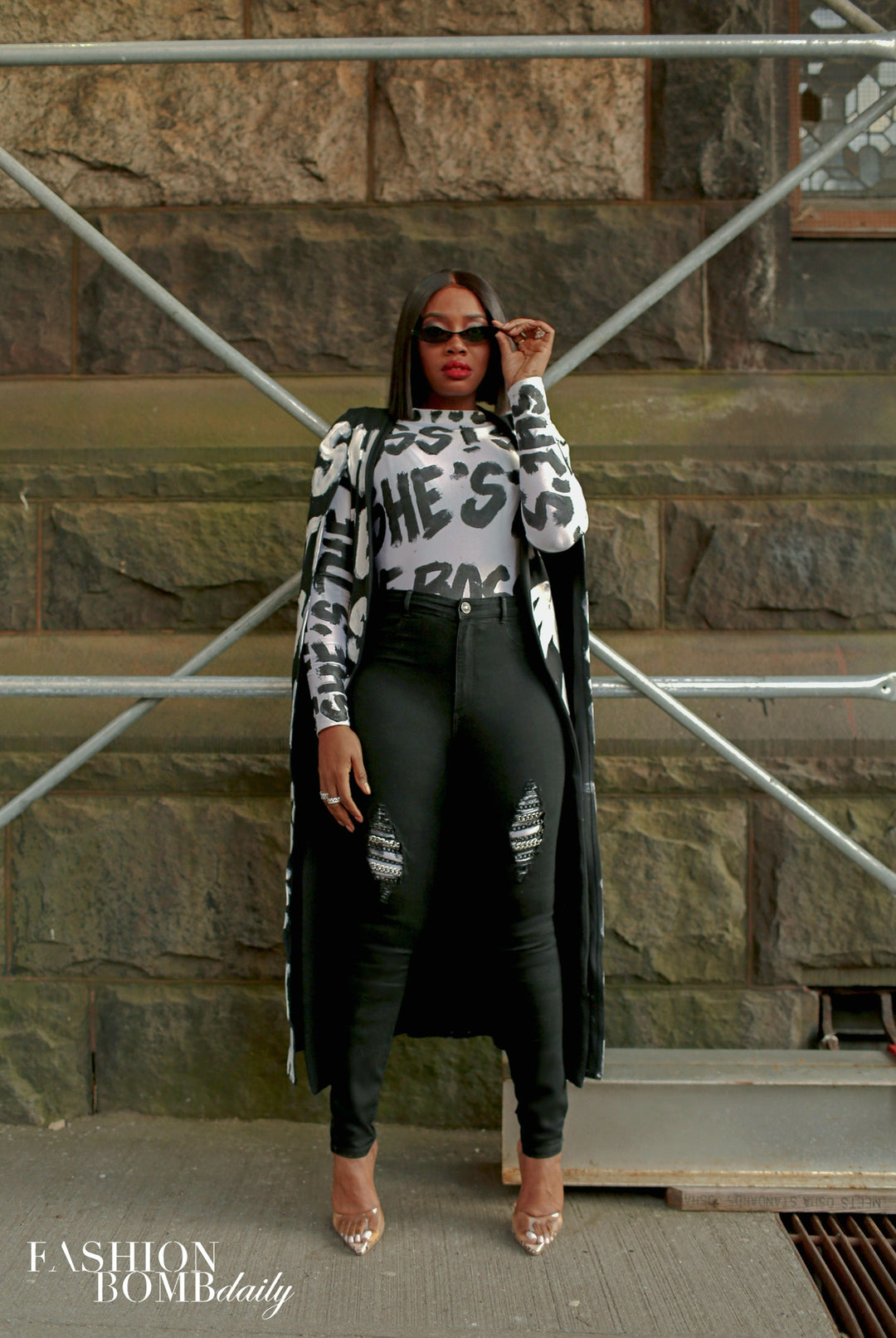 Harlem Black Jeans with Crystal Chains