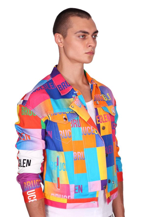 Bruce Glen Logo Blocks Multicolor Denim Jacket