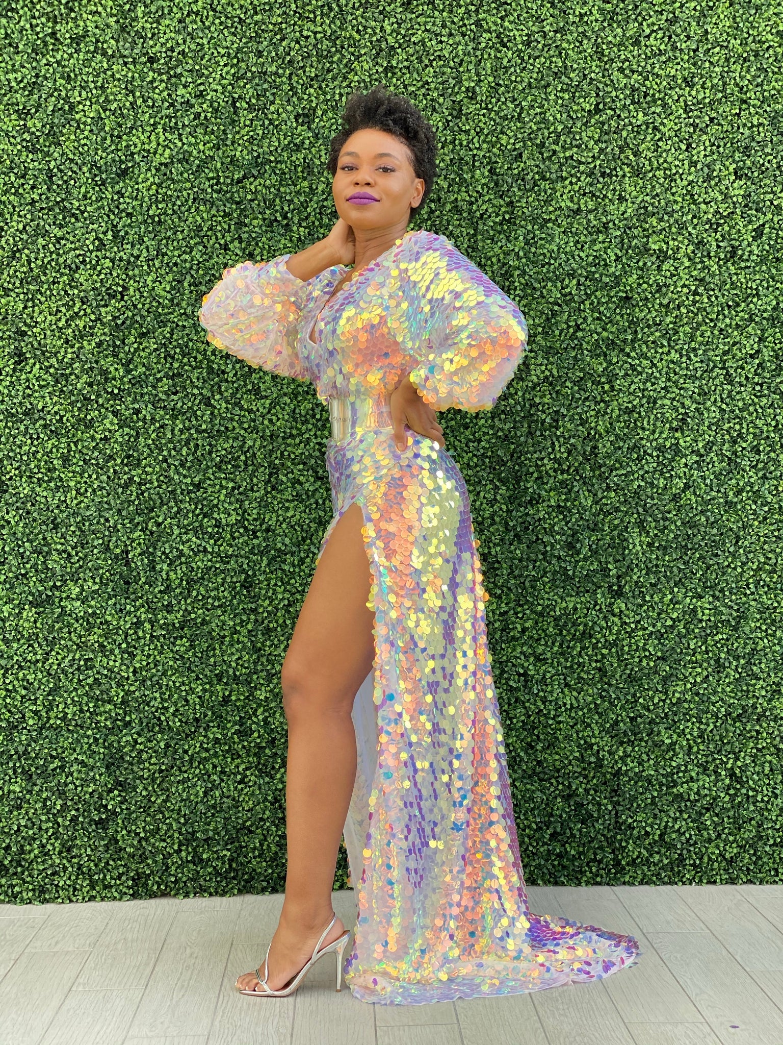 Custom Oyemwen Sequin High Slit Birthday Dress – Fashion