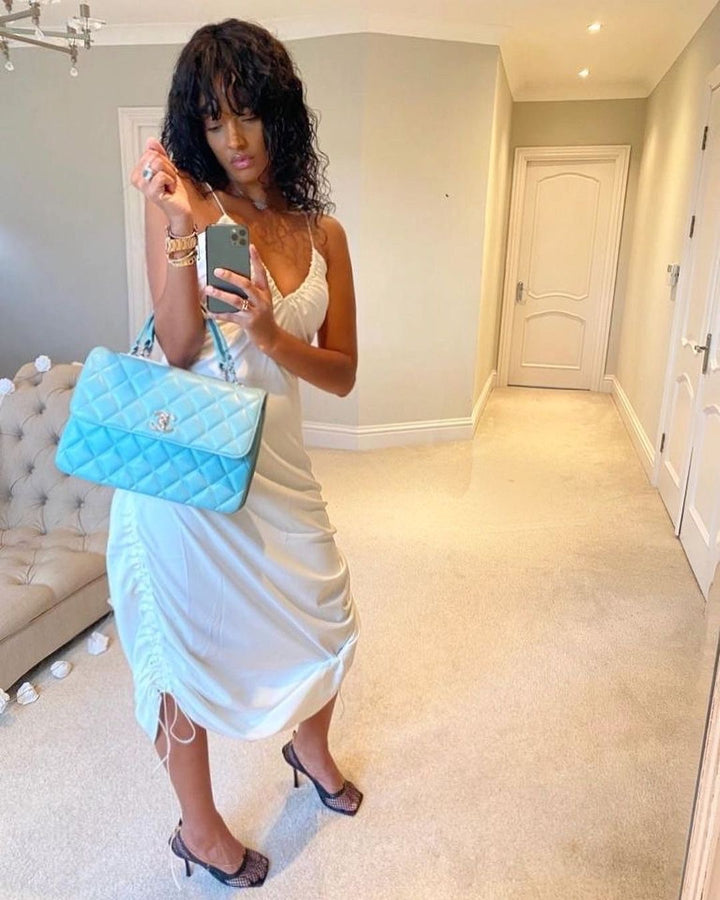 Kynamah Cream Drawstring Silk Effect Dress