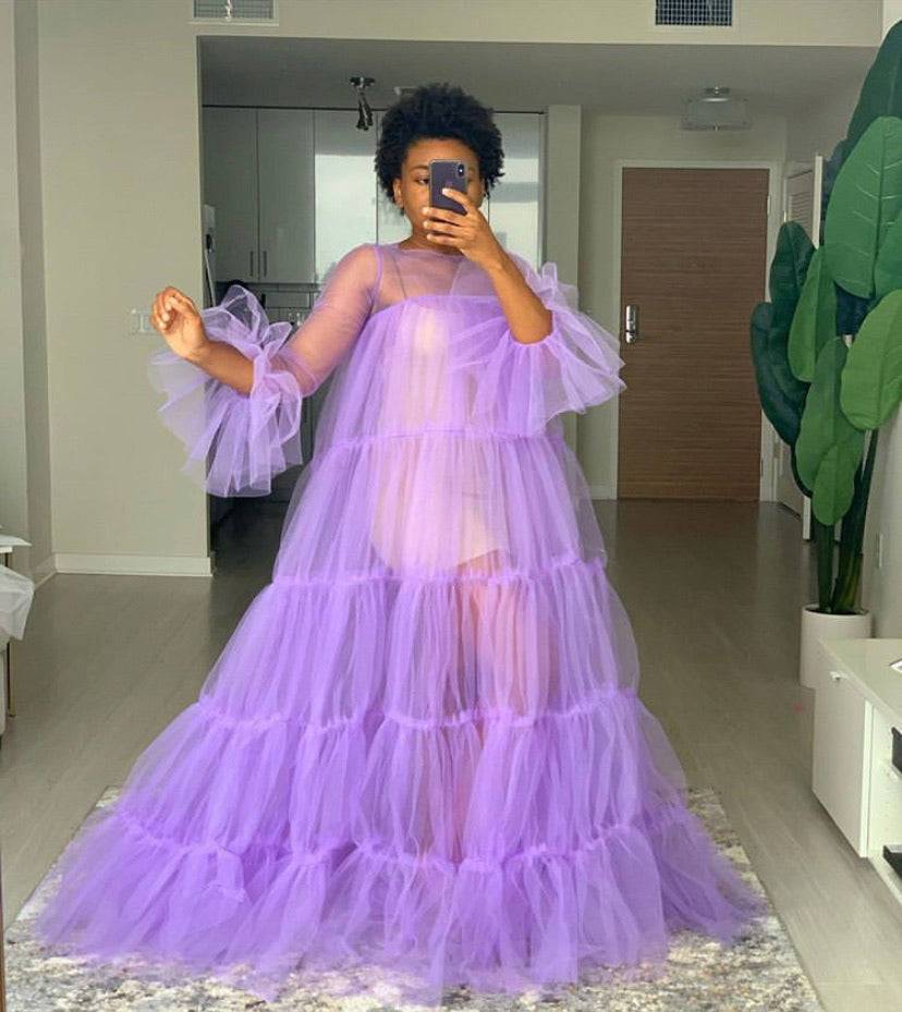Oyemwen Custom 70’s Lavender Sheer Dress
