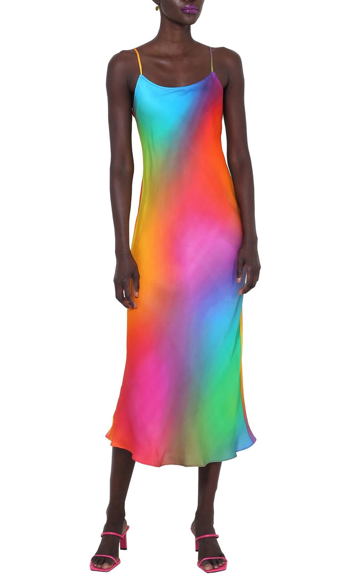 Bruce & Glen Rainbow Gradient Silk Slip Dress
