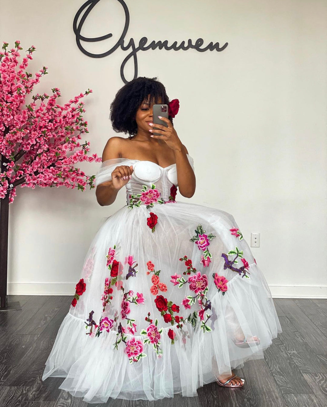 Oyemwen Custom Rose Embroidered Dress