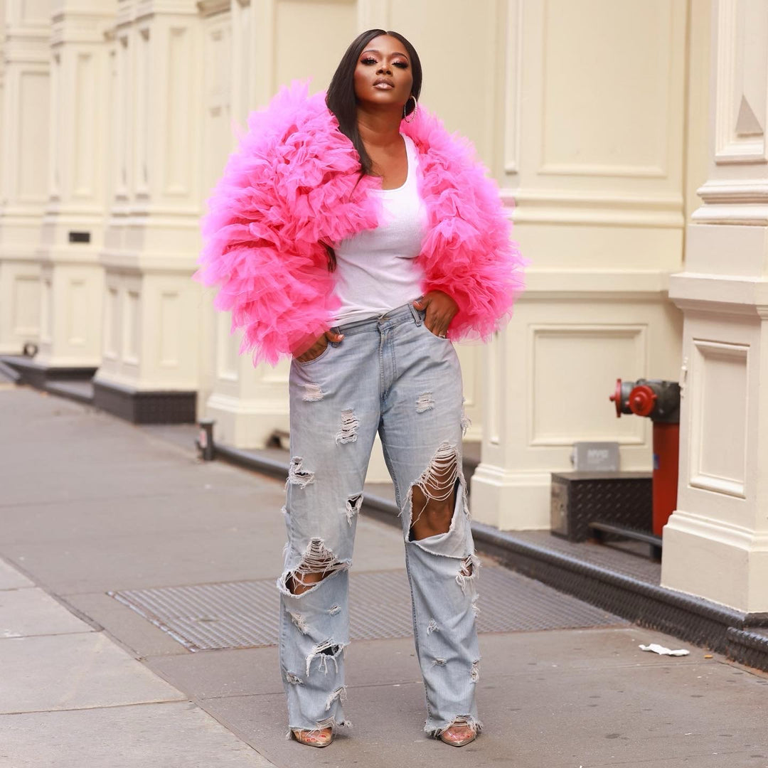 Fuzzy Hot Pink Coats Neon Hot Pink Fur Vest Neon Pink Cropped