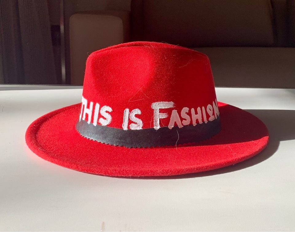 High End Junkie Red Socialite Hand-painted Fedora