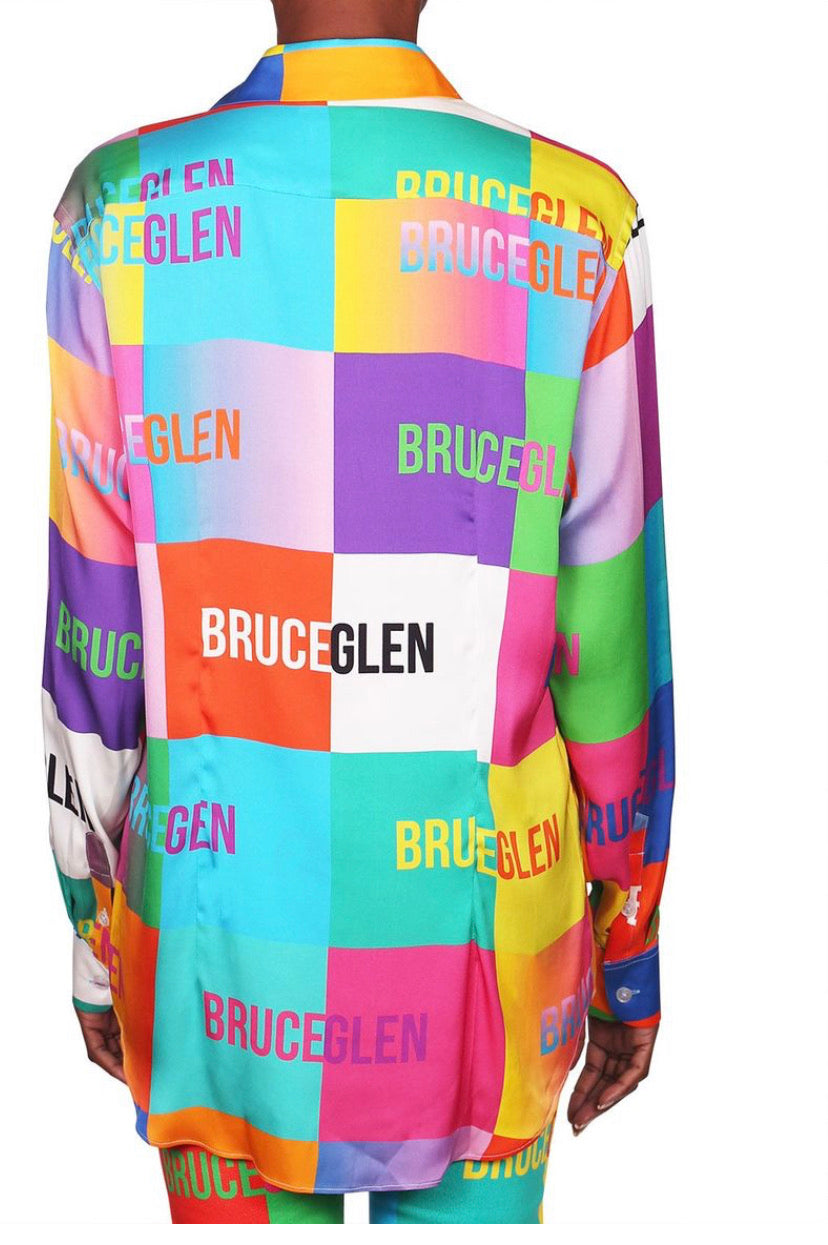 BruceGlen Happy Silky Multicolor Button Down Shirt