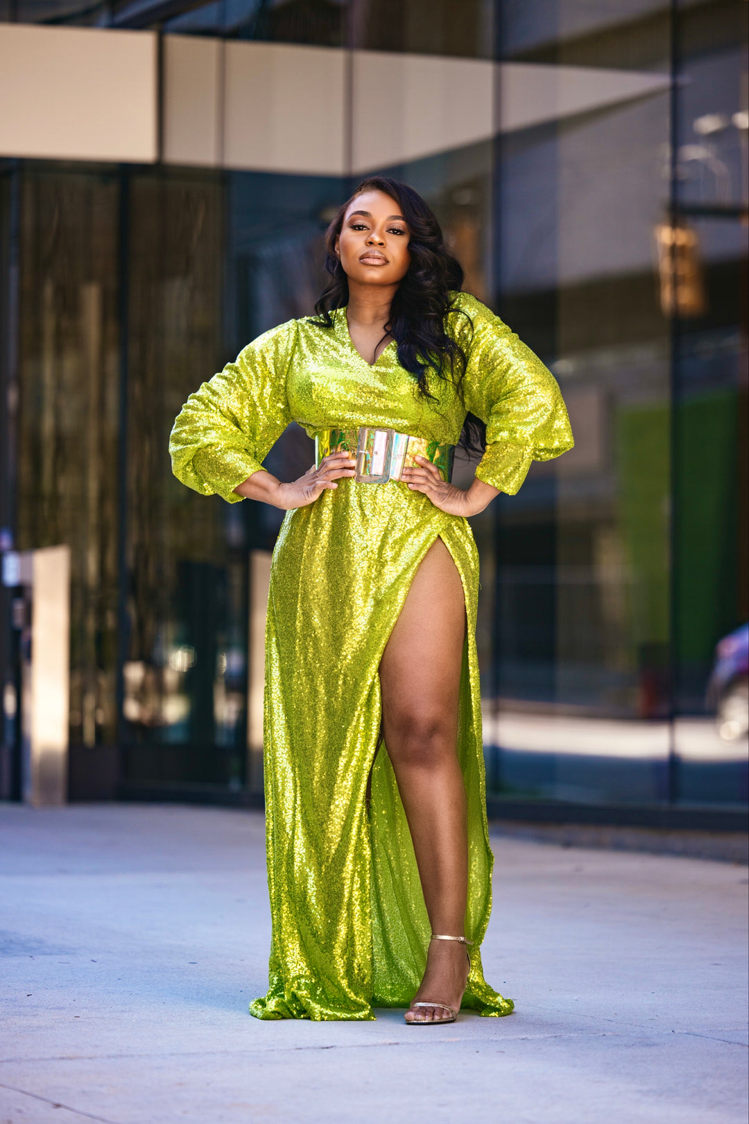 Oyemwen Business in front, Party in the back Neon Sequins Birthday Dress Oyemwen Business in front, Party in the back Neon Sequins Birthday Dress