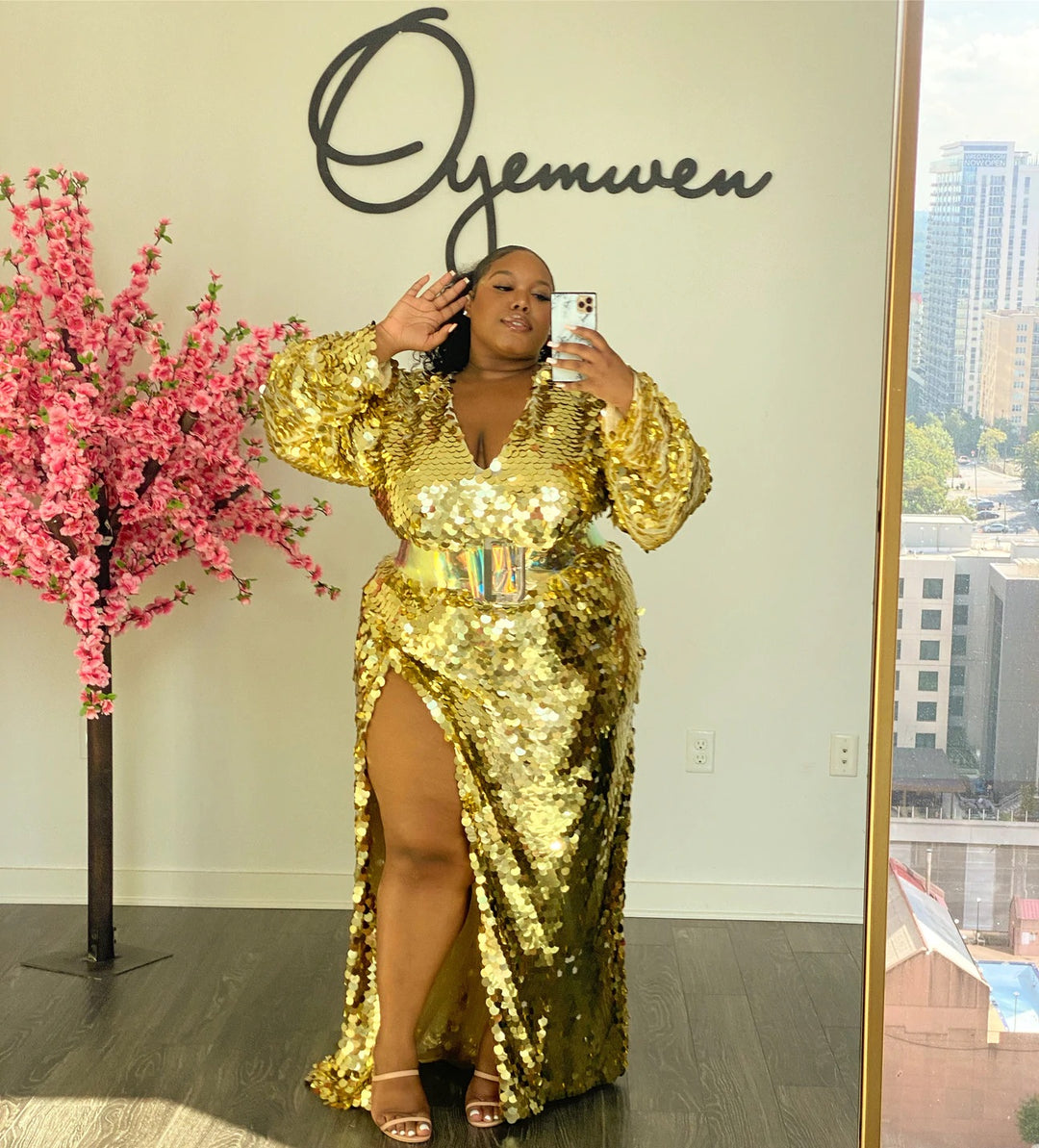 Custom Oyemwen Gold Sequin High Slit Birthday Dress Fashion Bomb Daily Shop Custom Oyemwen Gold Sequin High Slit Birthday Dress Fashion Bomb Daily Shop
