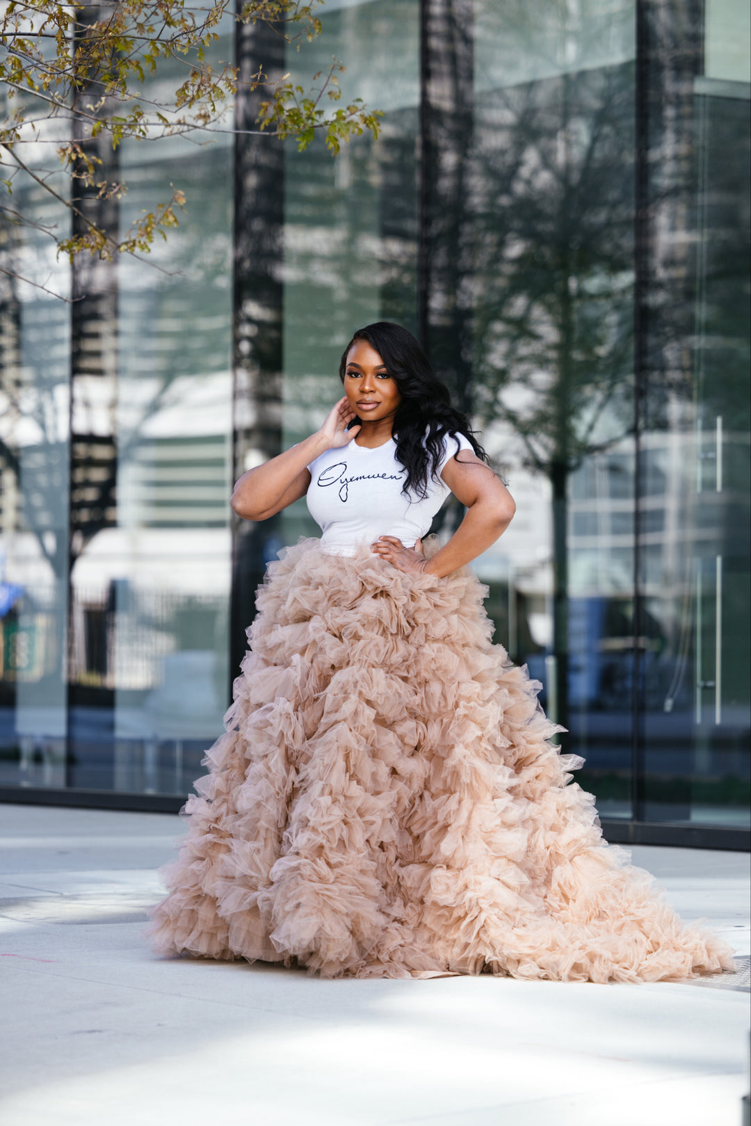 Oyemwen Business in front, Party in the back tulle tiered skirt