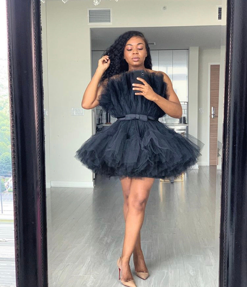 Strapless Flirty Black Swan Tutu Tulle Dress 4XL