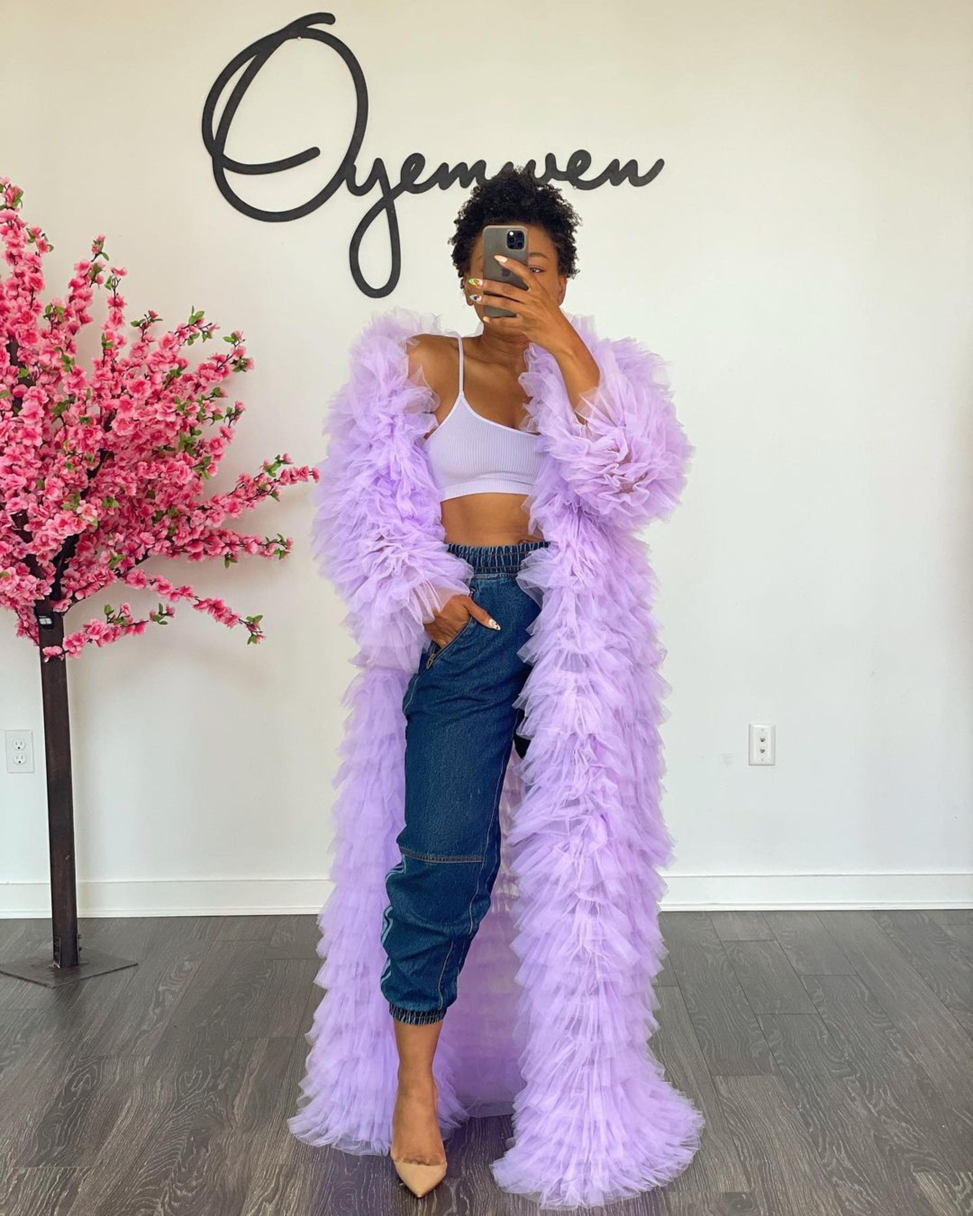 Oyemwen Lavender Purple Tulle Jacket