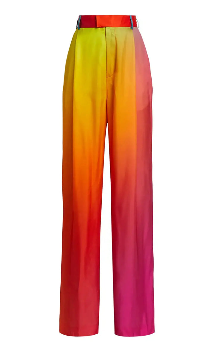 BruceGlen Prism Sunrise Cupro Orange Gradient Pants