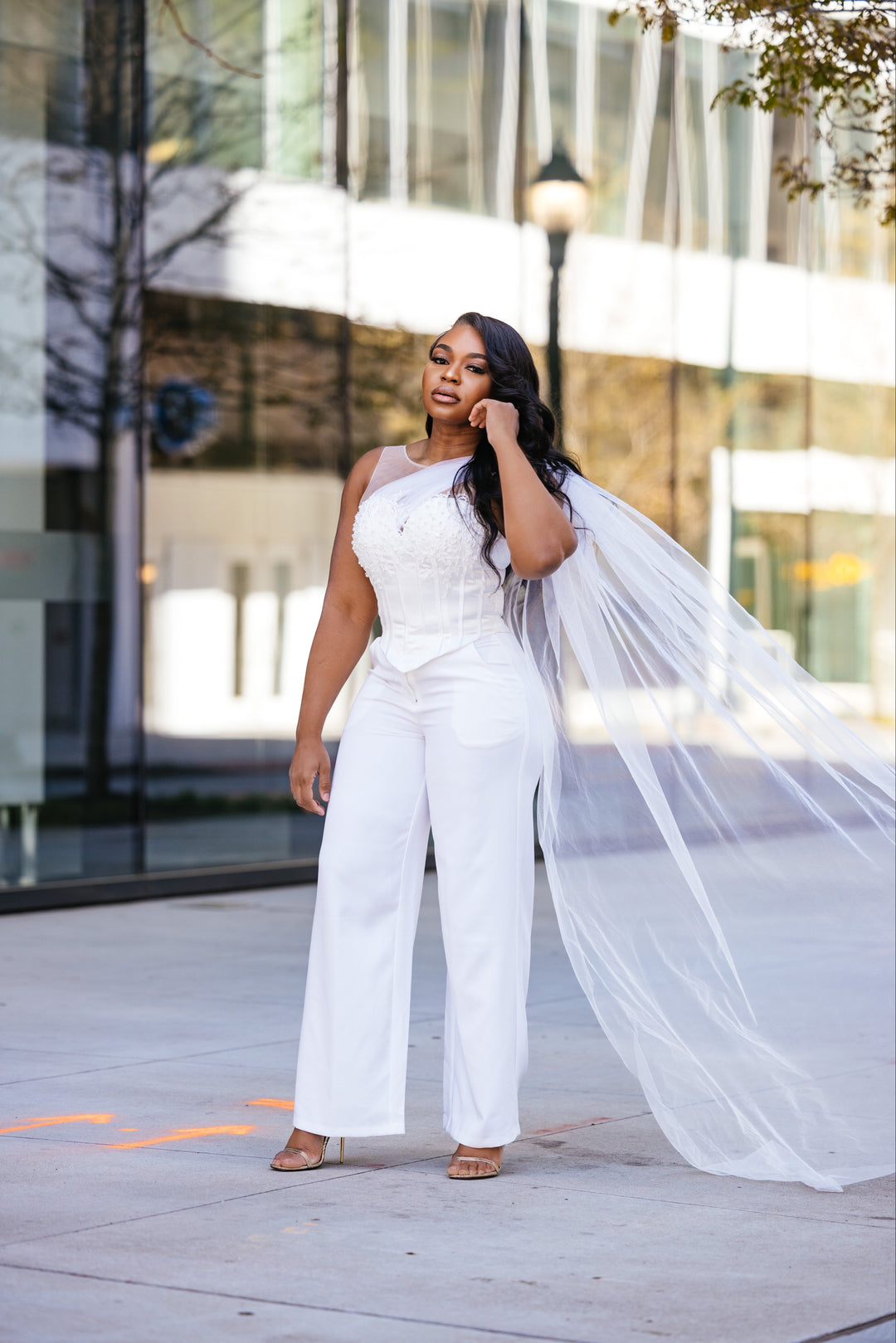 Oyemwen Business in front, Party in the back White Corset Pant Set