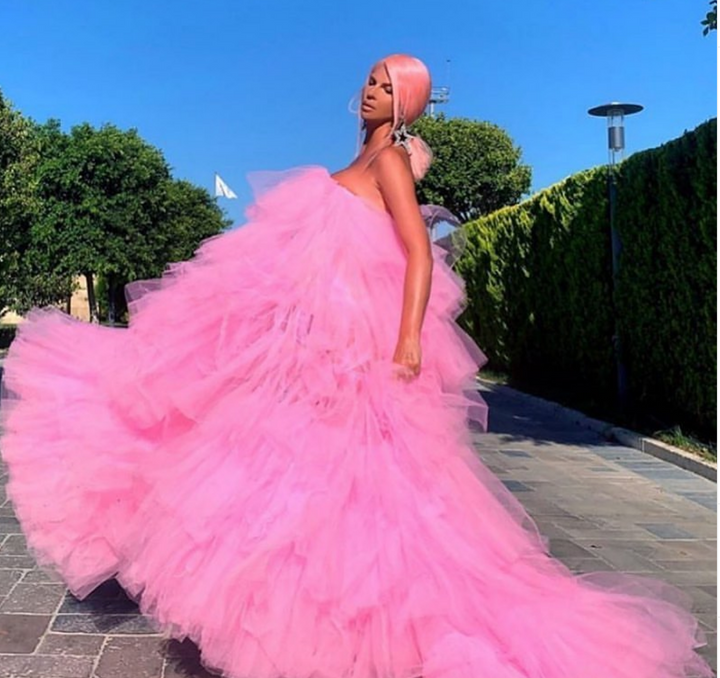 Oyemwen Maxi Tulle Pink Dress as Worn by KarleusaStar